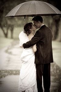 Romantic Rainy Day Kiss