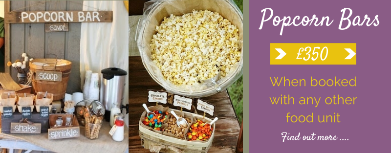 Popcorn bar image for weddings and venues inside