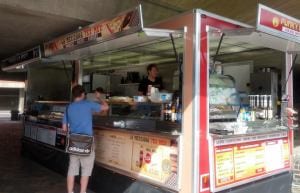 Our 22ft street fusion trailer, we also have small street food units and wooden huts for service inside your venue.