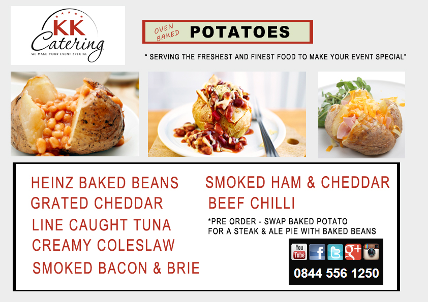 oven baked potato menu from kk catering