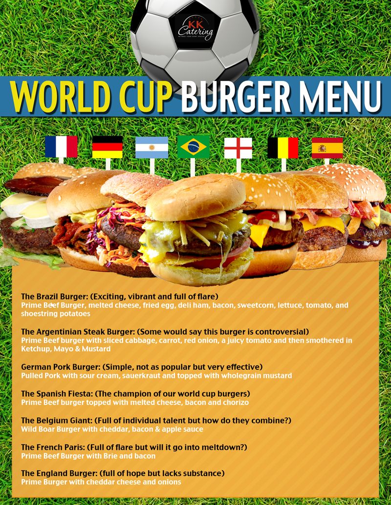 World cup burger van menu