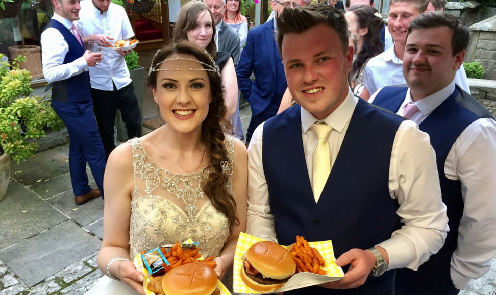 Bride and groom with their street food | KKCatering.co.uk