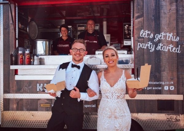 pie and mash wedding couple