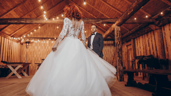 barn dance wedding bride and groom