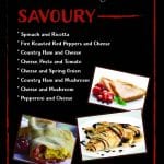 Savoury crepe menu from kk catering