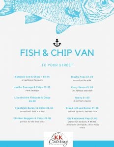 Fish and Chip Van Menu Cash Sales