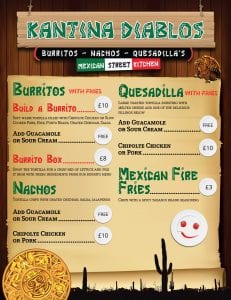 Mexican Burrito Bar Menu Cash Sales