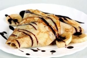 Sweet chocolate and banana crepe