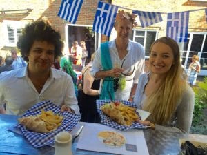 Greek street food customers