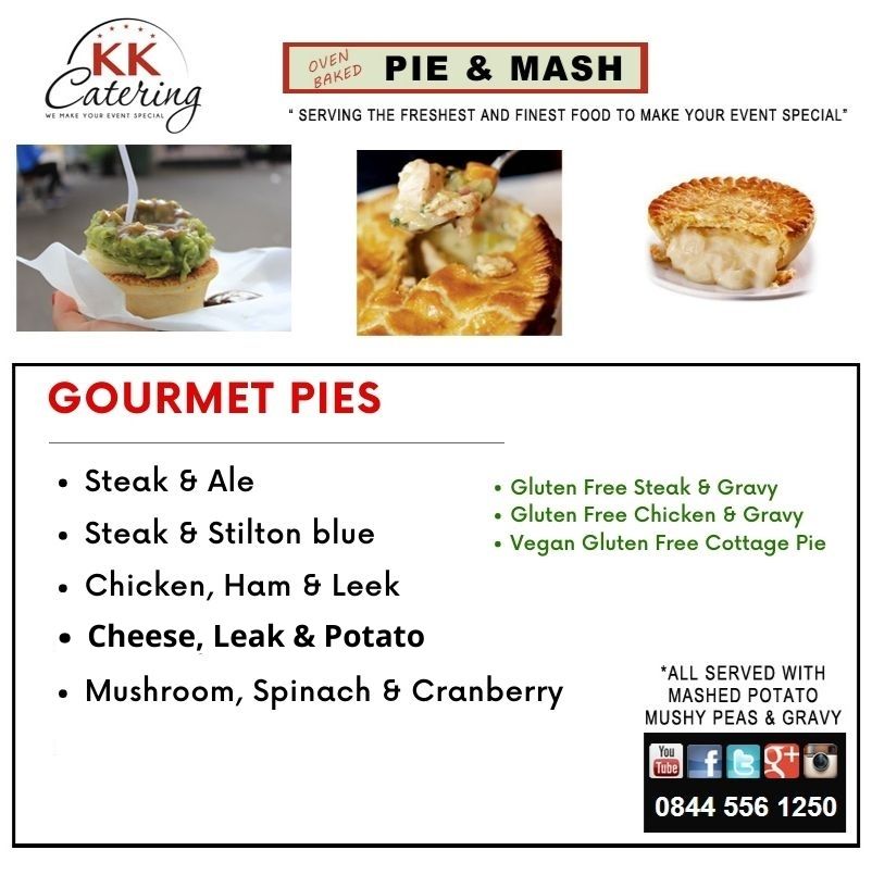 Gourmet Pie and Mash menu