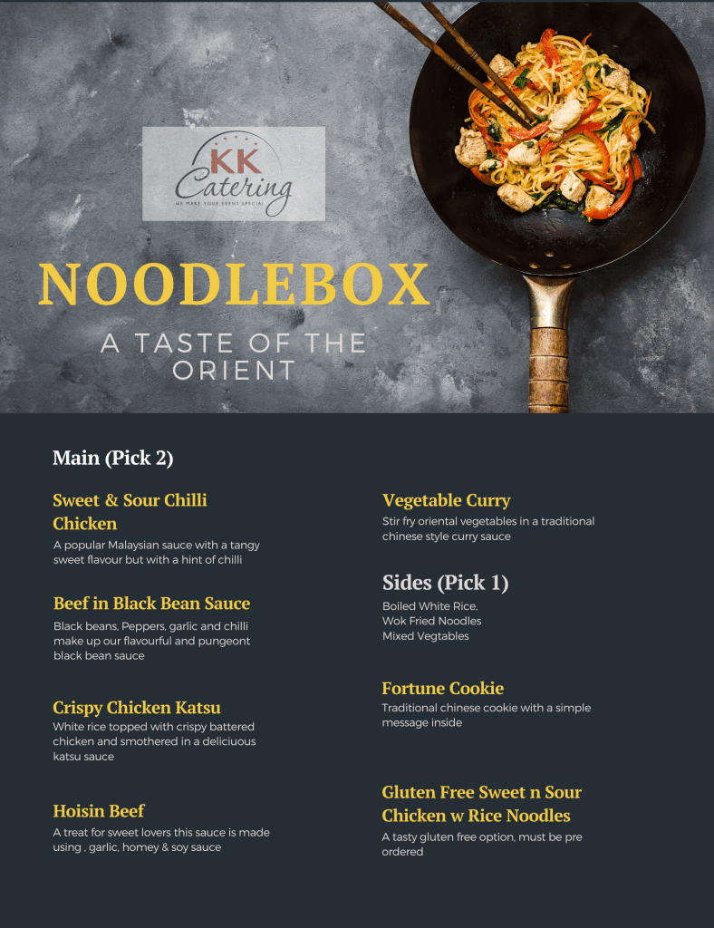 kk catering noodlebox street food menu