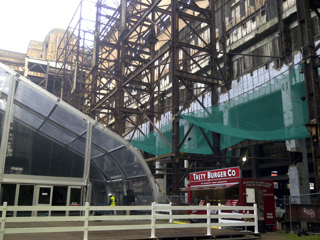 battersea construction site crew catering burger van